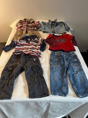 Bundle with Mexx pants , Levi’s shirts  Boys Outfit - Red, Navy, White, Gray